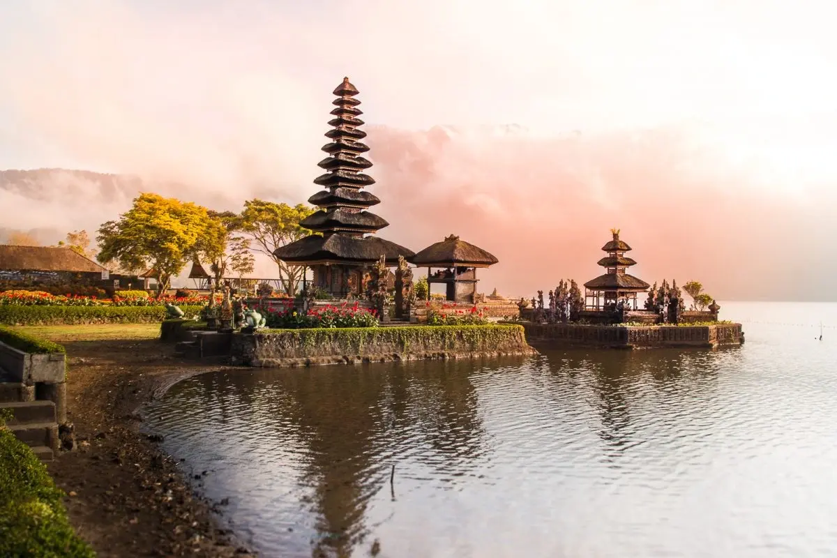 Pura Ulun Danu Beratan temple on a lake in Bali