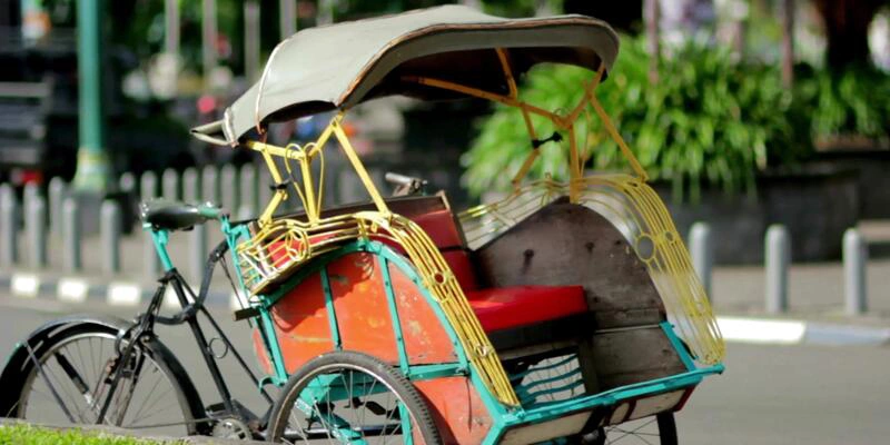 Traditional Becak rickshaw in Yogyakarta